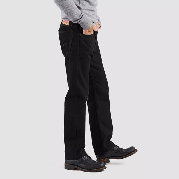 Levi's 505 Black Men's Regular Fit Straight Leg Jeans Sz 36x30 - Picture 2 of 14